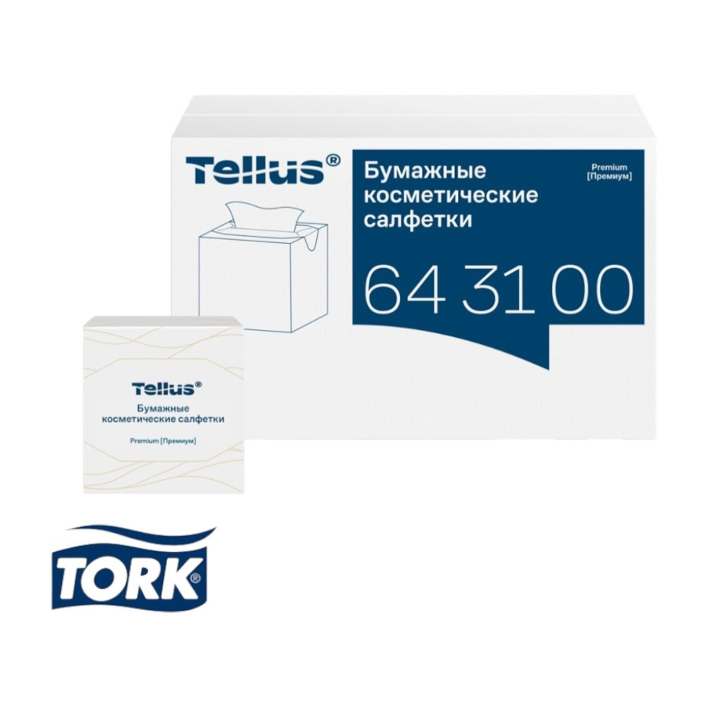 Салфетки косметические Tellus Премиум, 90шт/уп, в кубе