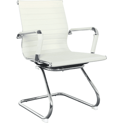 Кресло на полозьях "Бюрократ CH-883-LOW-V", экокожа, слоновая кость, металл хром