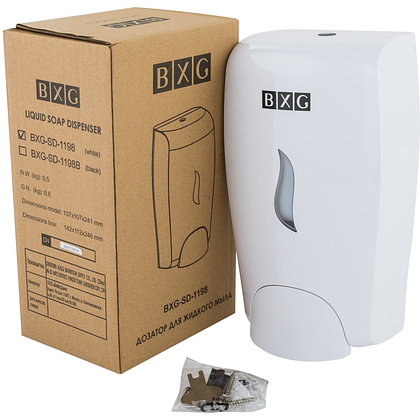 Диспенсер BXG SD-1198, для мыла жидкого 1 л, пластик, белый - 6