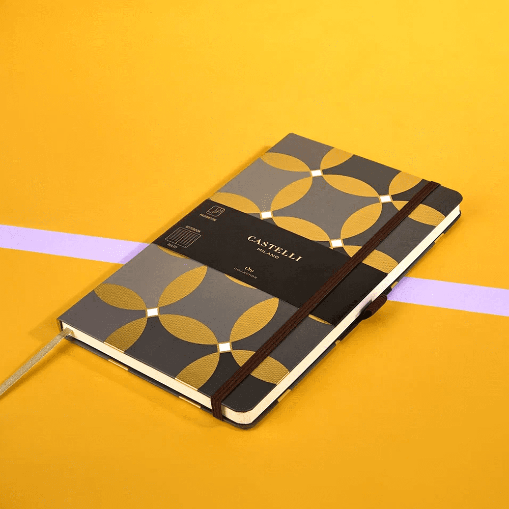 Блокнот Castelli Milano "Oro Circles", А5, 120 листов, линейка, серый, золотистый - 11