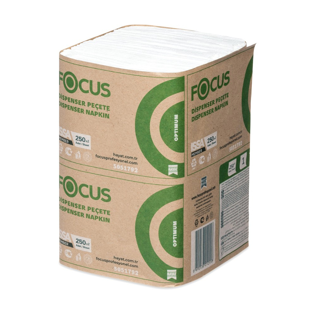 Салфетки бумажные Focus Optimum, 24х18 см, 1 слой, белый, 250 листов - 2