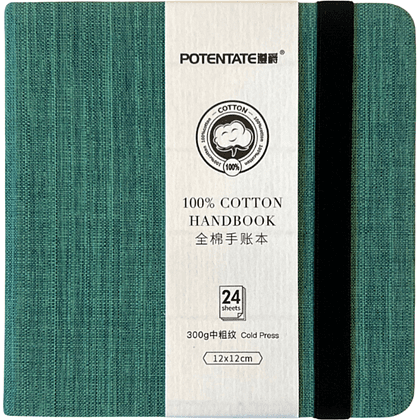 Cкетчбук для акварели "Potentate", горячий пресс, 12х12 см, 300 г/м2, 24 листа, мятный
