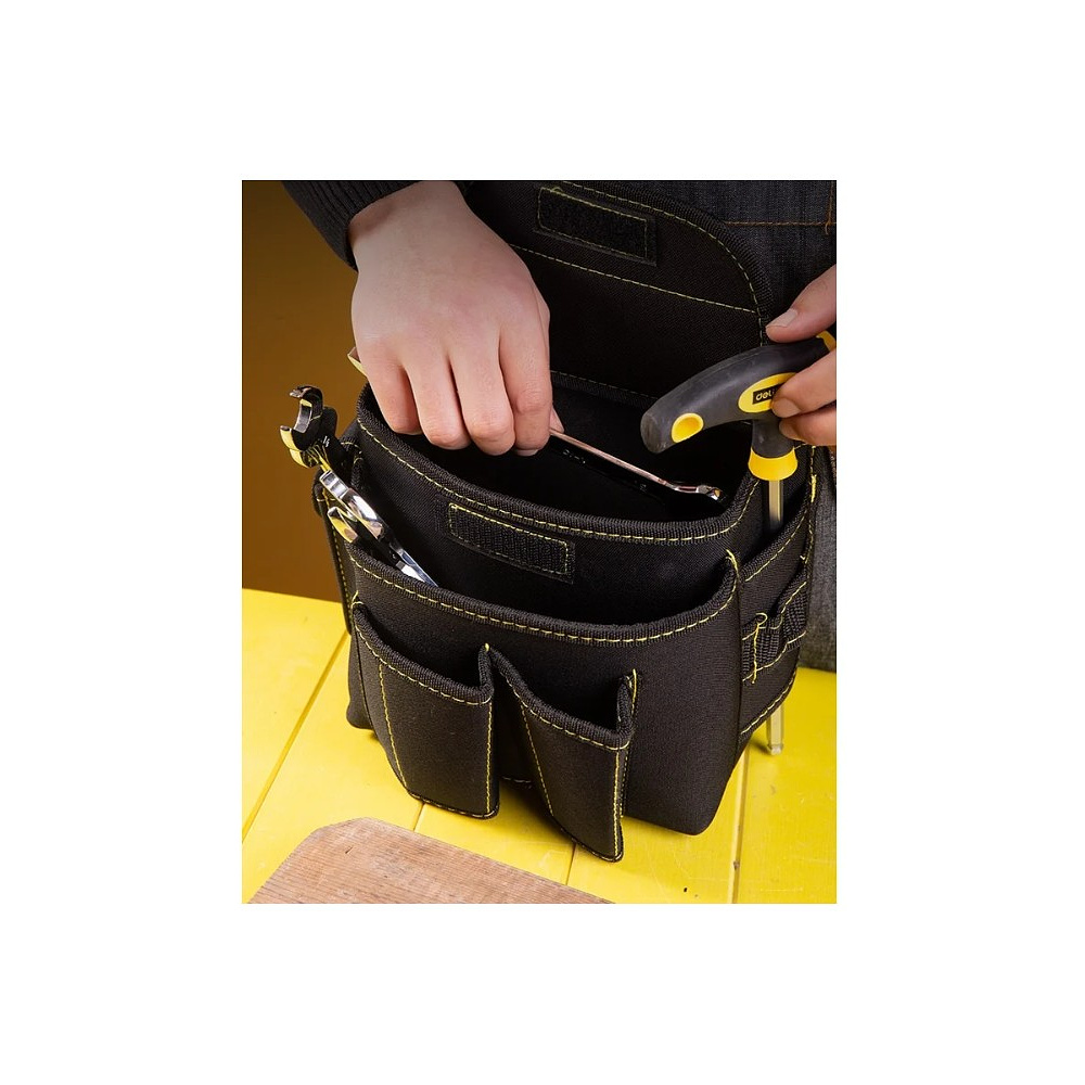 Сумка для инструментов поясная Deli YS EDL-P4, 220х140х200 мм, ткань Oxford, черный - 4