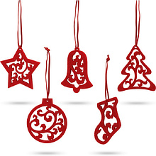 Набор новогодних игрушек "Jubany", 5 шт, красный