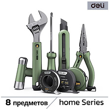 Набор ручного инструмента Deli HS, 8 предметов, Soft Touch, зеленый