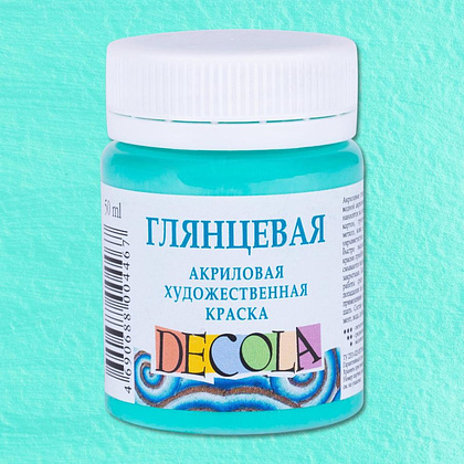 Краска акриловая глянцевая "Декола", 735 мятная, 50 мл., банка - 2