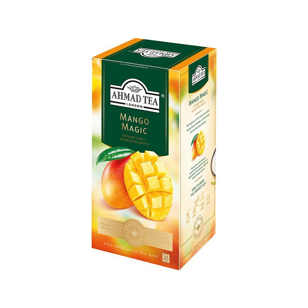 Чай "Ahmad Tea Mango Magic", 25 пакетиков x1.5 гр, черный, с ароматом манго