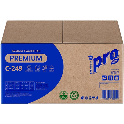 Бумага туалетная PROtissue, 250 листов, 2 слоя, Instant, 100% целлюлоза - 5