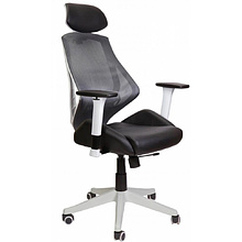 Кресло для руководителя "SPACE", ткань, сетка, экокожа, черный, серый