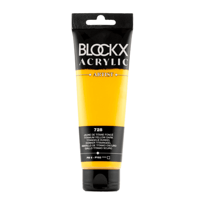 Краски акриловые "Blockx", 728 титановый желтый темный, 120 мл
