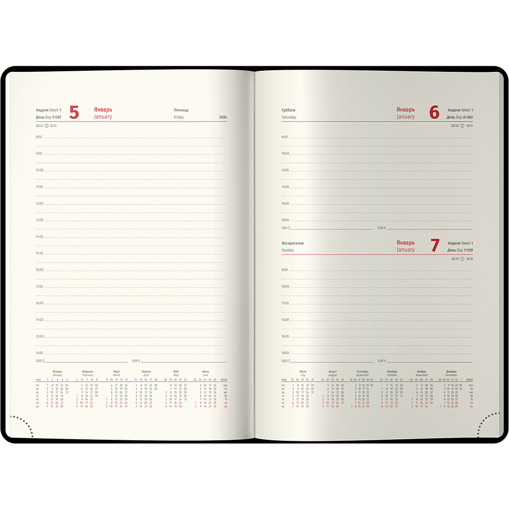Ежедневник датированный "Silver Pristine" на 2024 год, А5, 368 страниц, черный - 3