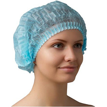 Шапочка одноразовая нетканая, 12 г/м2, 100 шт/упак, голубой