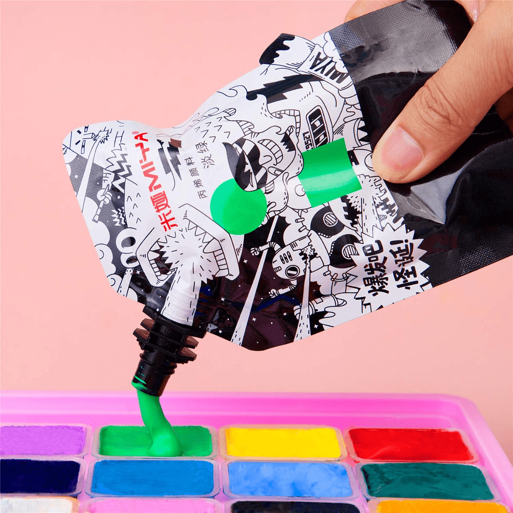 Краски акриловые "Himi Miya", 005 бледно-зеленый, 100 мл, дой-пак - 2