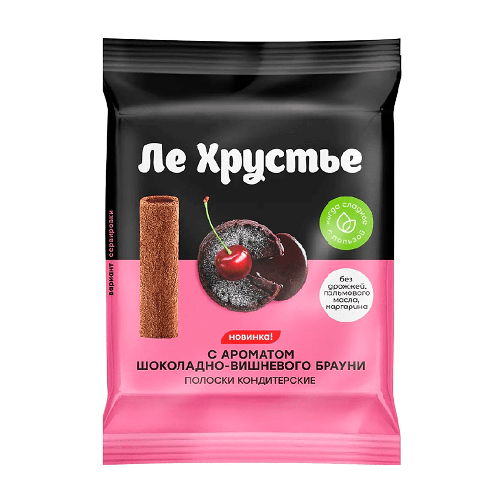 Полоски кондитерские "ЛеХрустье", 100 гр, с ароматом шоколадно-вишневого брауни