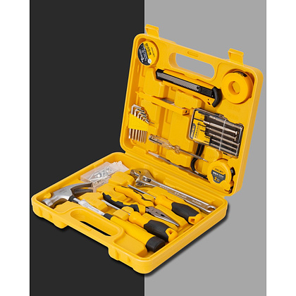 Набор ручного инструмента Deli "EDL1028J", 28 предметов, чемодан, желтый - 4