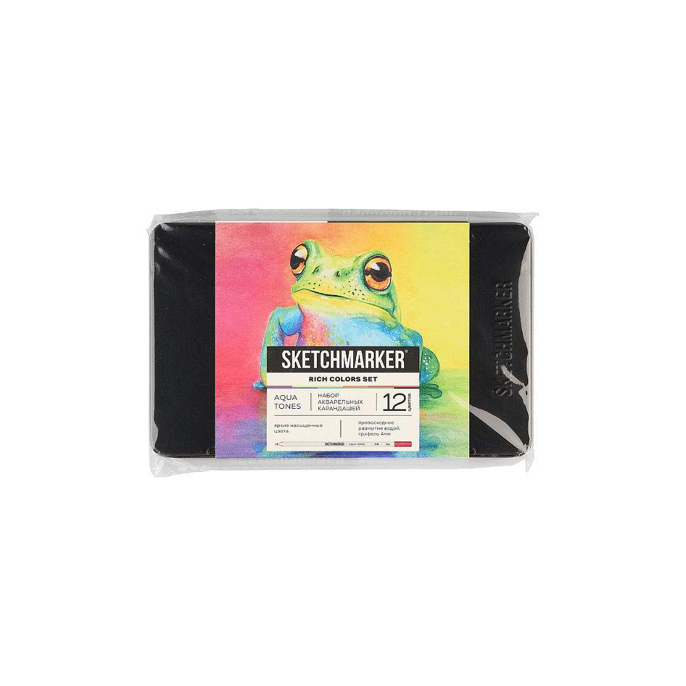 Цветные карандаши акварельные "Sketchmarker Яркие цвета", набор 12 цветов, жестяной пенал - 2
