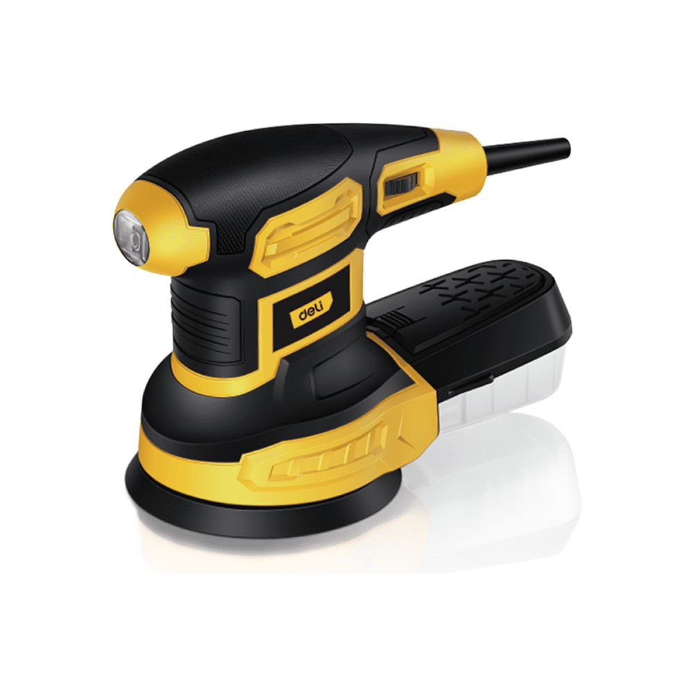 Шлифмашина эксцентриковая Deli YS EDL-SG125-E сетевая, 220В, 50Гц, 125мм, 360Вт, коробка, желтая, черная