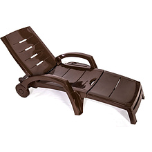 Шезлонг складной на колесах, пластик, шоколадный