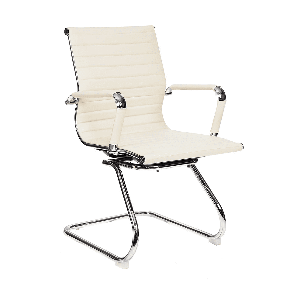 Кресло на полозьях "Бюрократ CH-883-LOW-V", экокожа, слоновая кость, металл хром - 3