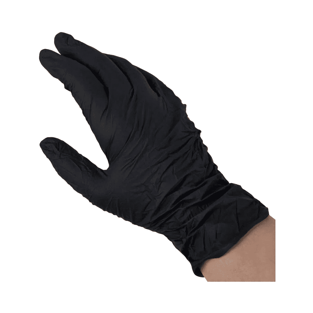 Перчатки нитриловые неопудренные одноразовые BVB, р-р M, 100 шт./уп., черный - 4