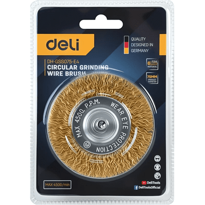 Щетка для дрели Deli YS EDH-GSS075-E3, плоская, проволочная - 8