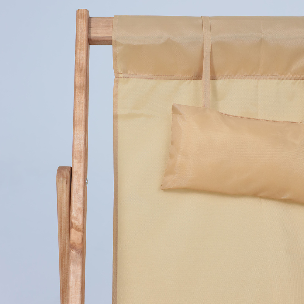 Кресло-шезлонг DYATEL с подлокотниками, ткань, бежевый, массив сосны - 7