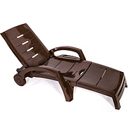 Шезлонг складной на колесах, пластик, шоколадный