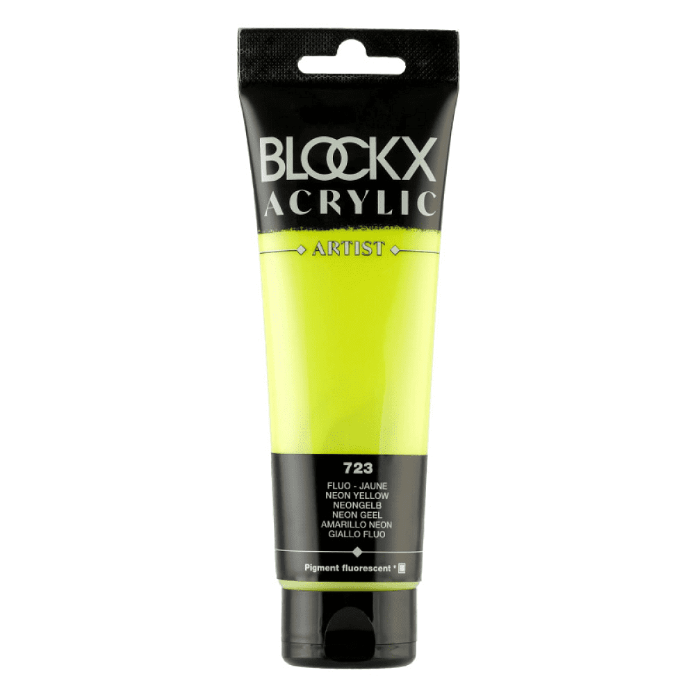 Краски акриловые "Blockx", 723 неоновый желтый, 120 мл