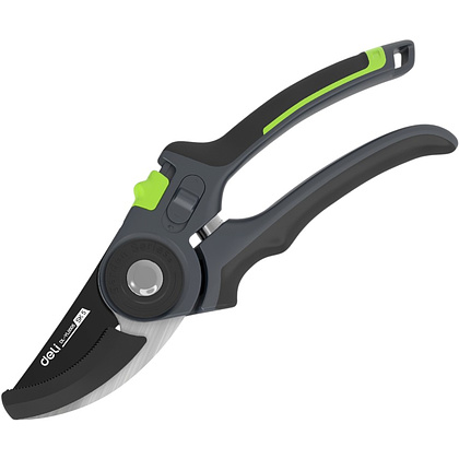 Секатор садовый Deli GS EDL-YL0005, 216 мм, SK5, контактный, черный