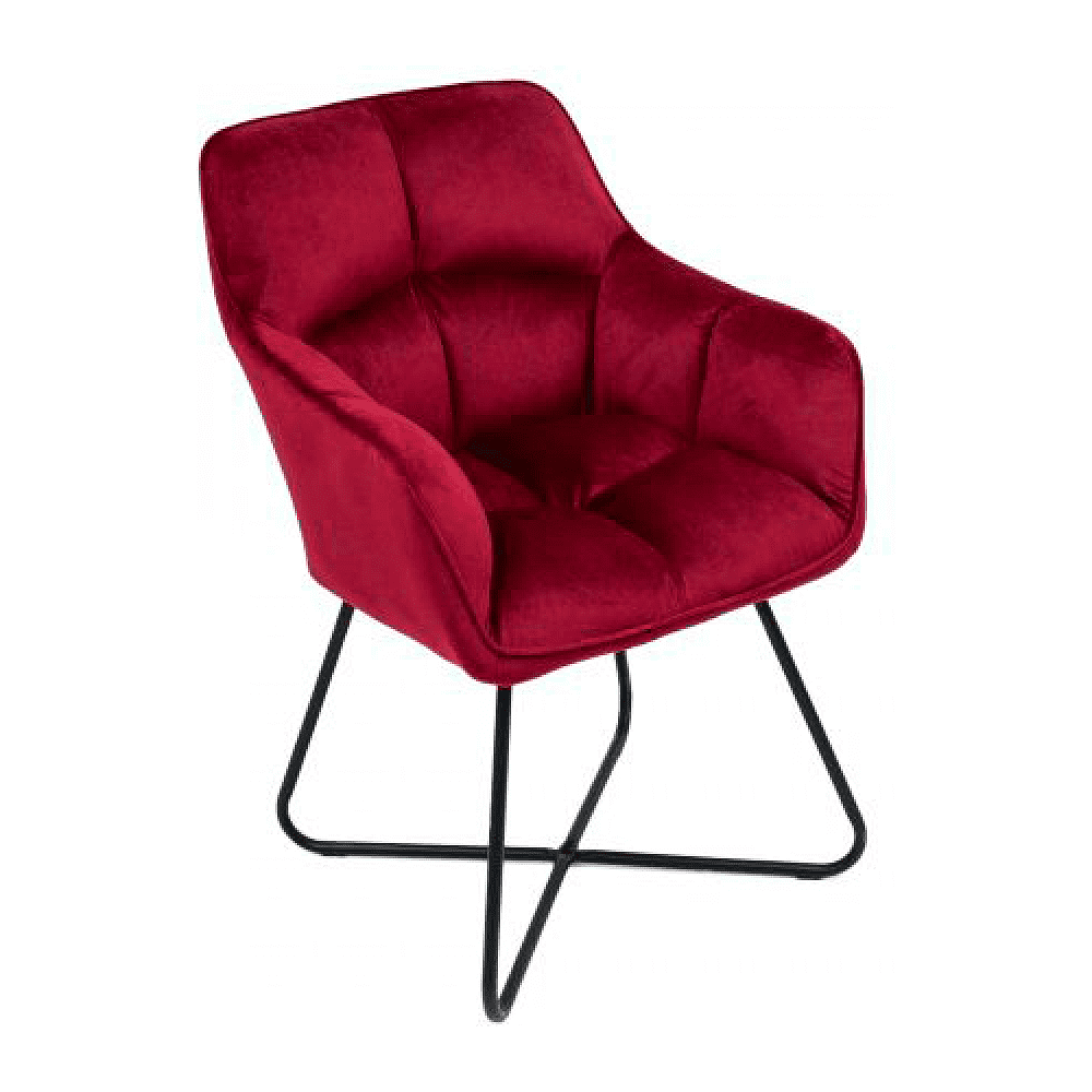 Кресло AksHome FLORIDA, велюр, бордовый, металл черный