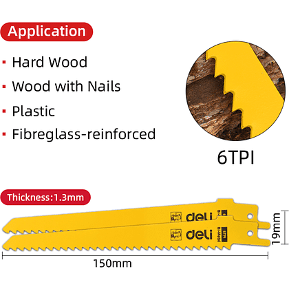 Набор пилок Deli YS EDH-WJT010-EH1, для лобзика и сабельной пилы, 10 шт - 4