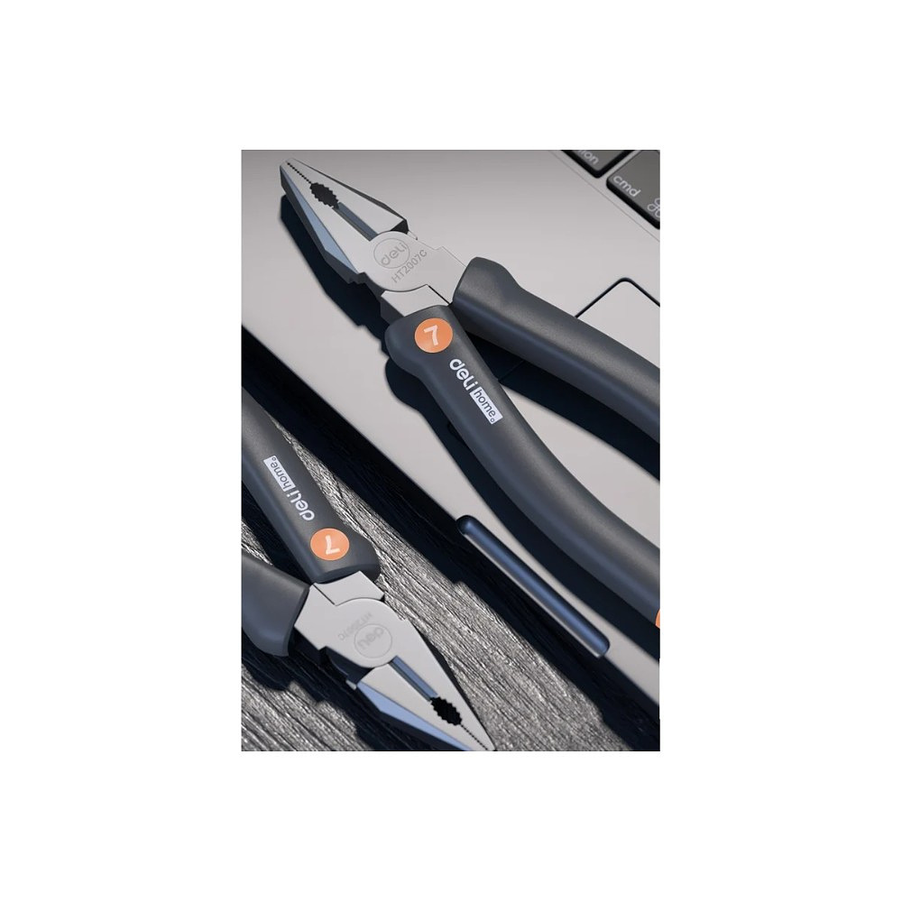 Длинногубцы Deli HS HT2007C, 180 мм, Soft Touch, оранжевый - 5