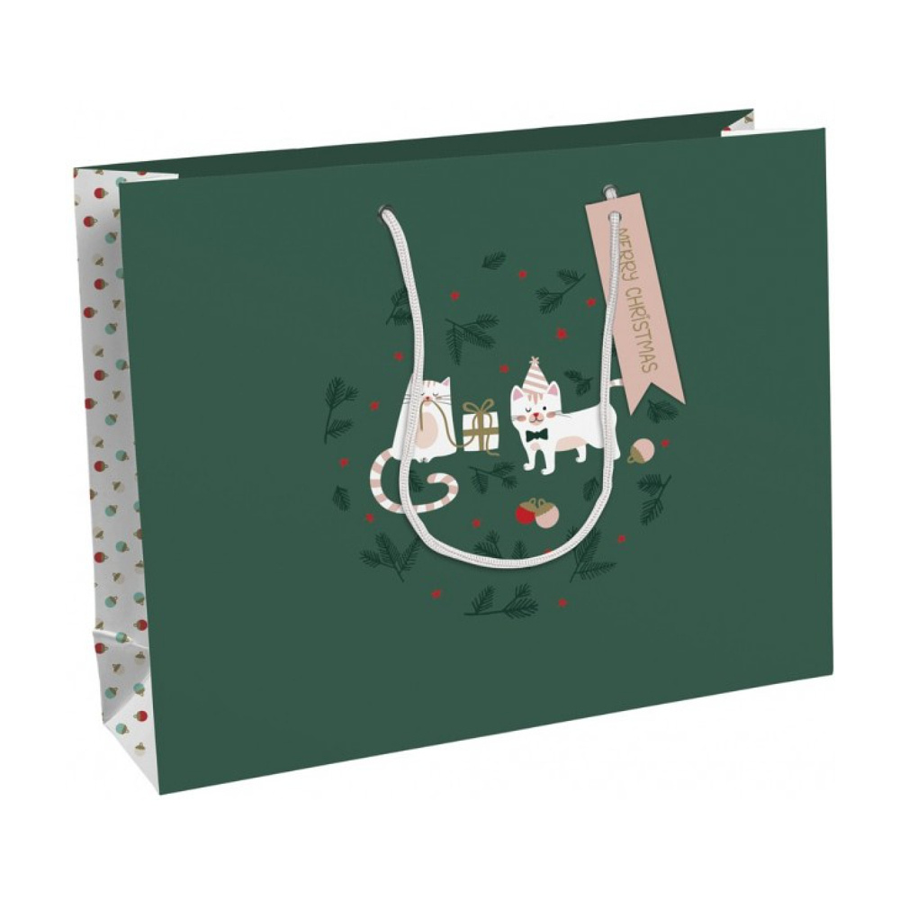 Пакет бумажный подарочный "Cat'Mas", 37.3x11.8x27.5 см, разноцветный