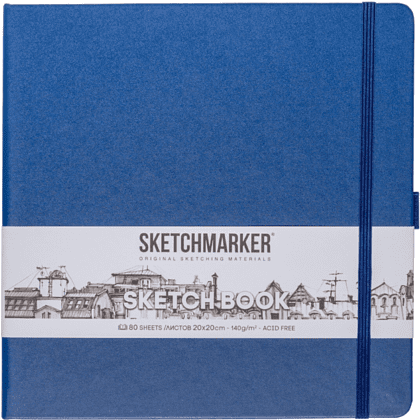 Скетчбук "Sketchmarker", 80 листов, 20x20 см, 140 г/м2, королевский синий 