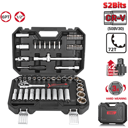 Набор инструмента 1/2" Deli RS EDQ43062, 62 шт. - 8