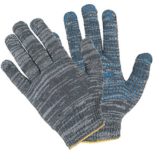 Перчатки трикотажные х/б, с ПВХ покрытием Точка из 6-и нитей, 7,5 кл. вязки, серый