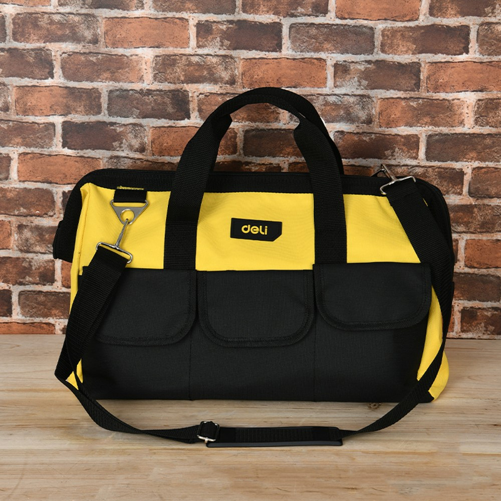 Сумка для инструментов Deli YS EDL430018, 400х200х270 мм, 6 карманов, ткань Oxford, черный, желтый - 3