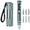 Набор фонарик LED+ручка-отвертка "Combitool", серый, серебристый  - 3
