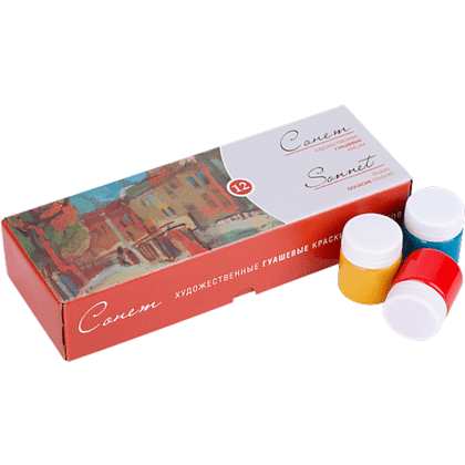Набор гуаши "Сонет", 12 цветов, 40 мл, банки