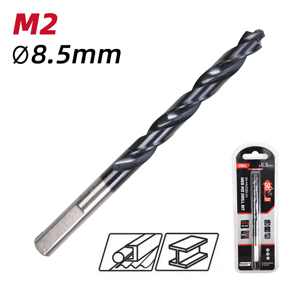 Сверло по металлу Deli RS EDH-MHZ085-E4, 8.5 мм, DIN 338, HSS-TiN - 2