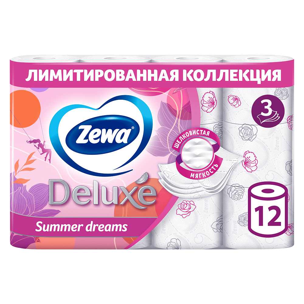 Бумага туалетная Zewa Deluxe 3 слоя, 12 рулонов - 2