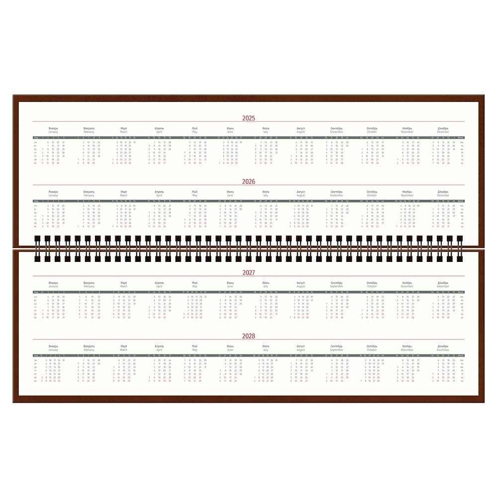Еженедельник датированный "xGold", кожзам., коричневый, срез золотистый, 2025 - 2