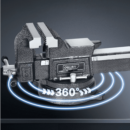 Тиски стальные Deli YS EDL2904Z, поворотные, с наковальней, 4"-100 мм - 4