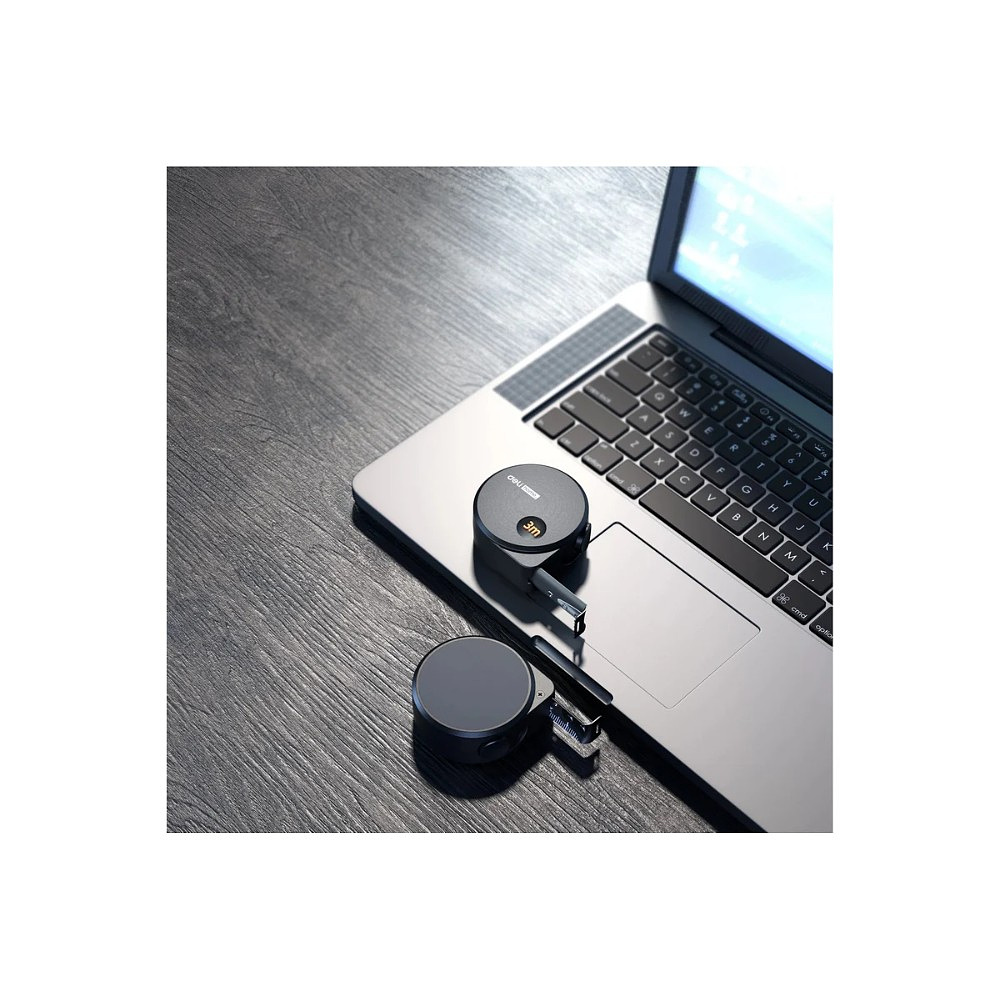 Рулетка Deli HS EHT8316, 3 м х 16 мм, Soft Touch, черный - 21