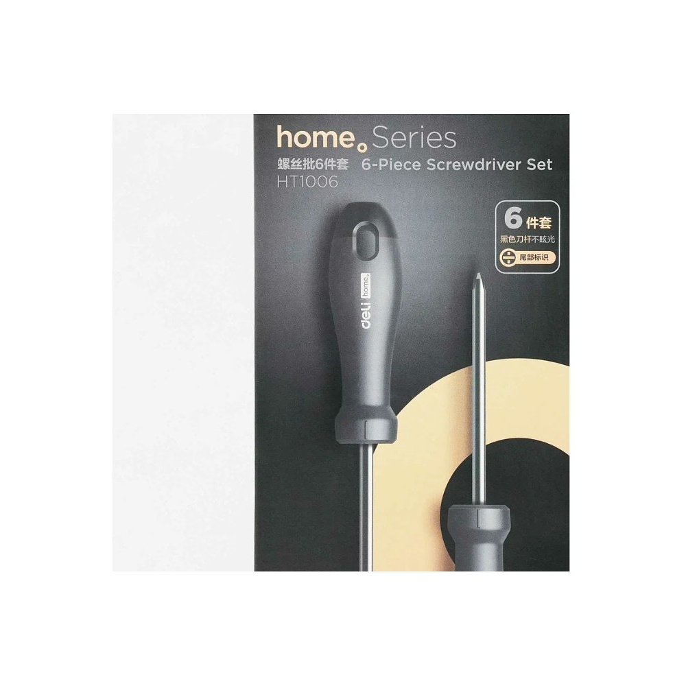 Набор отверток Deli HS EHT1006, 6 шт, Soft Touch, черный - 7