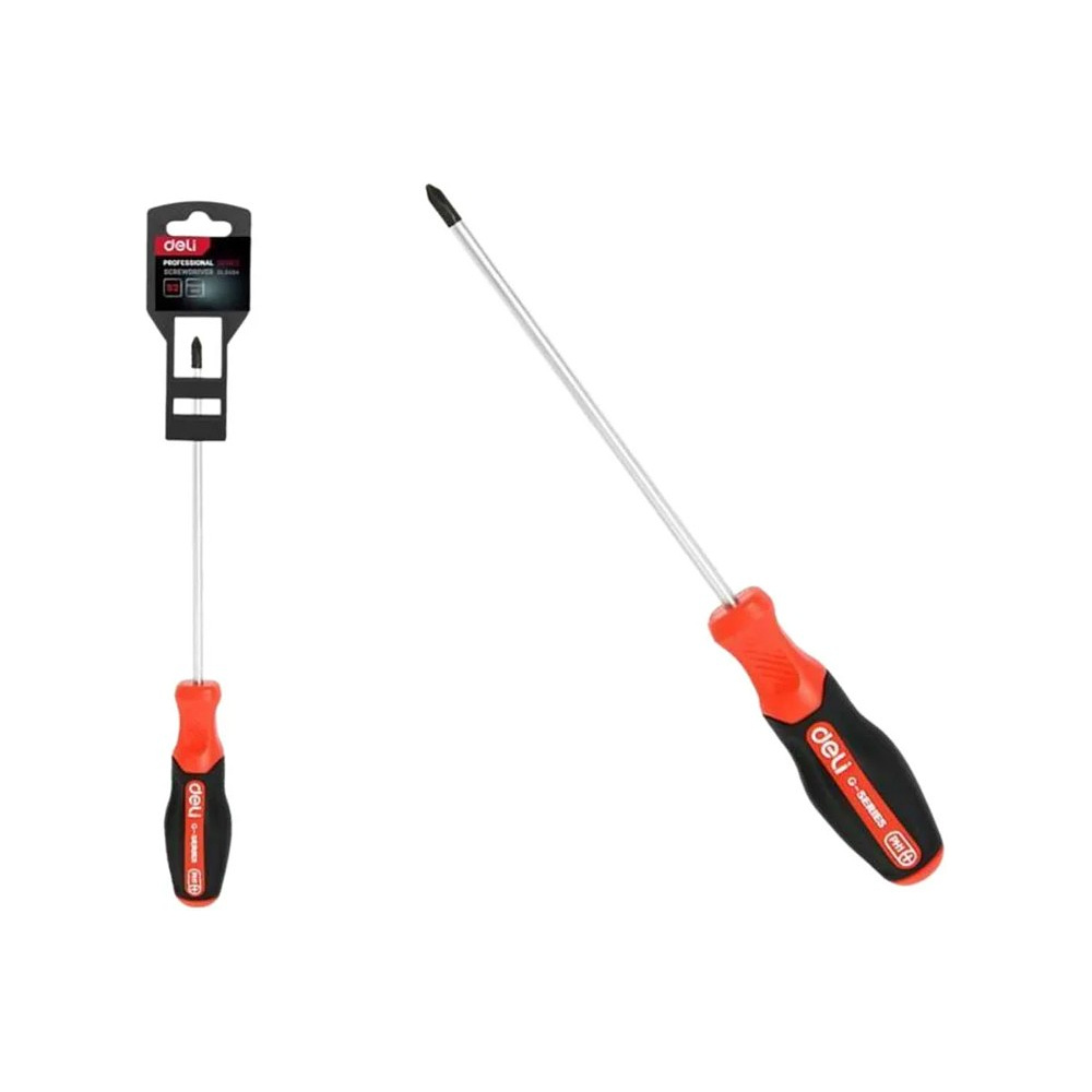 Отвертка Deli RS EDL3462 PH2*150 мм., черный, красный