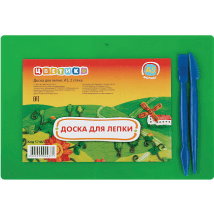Доска для лепки "Цветик", А5, 148х210 мм, с 2 стеками