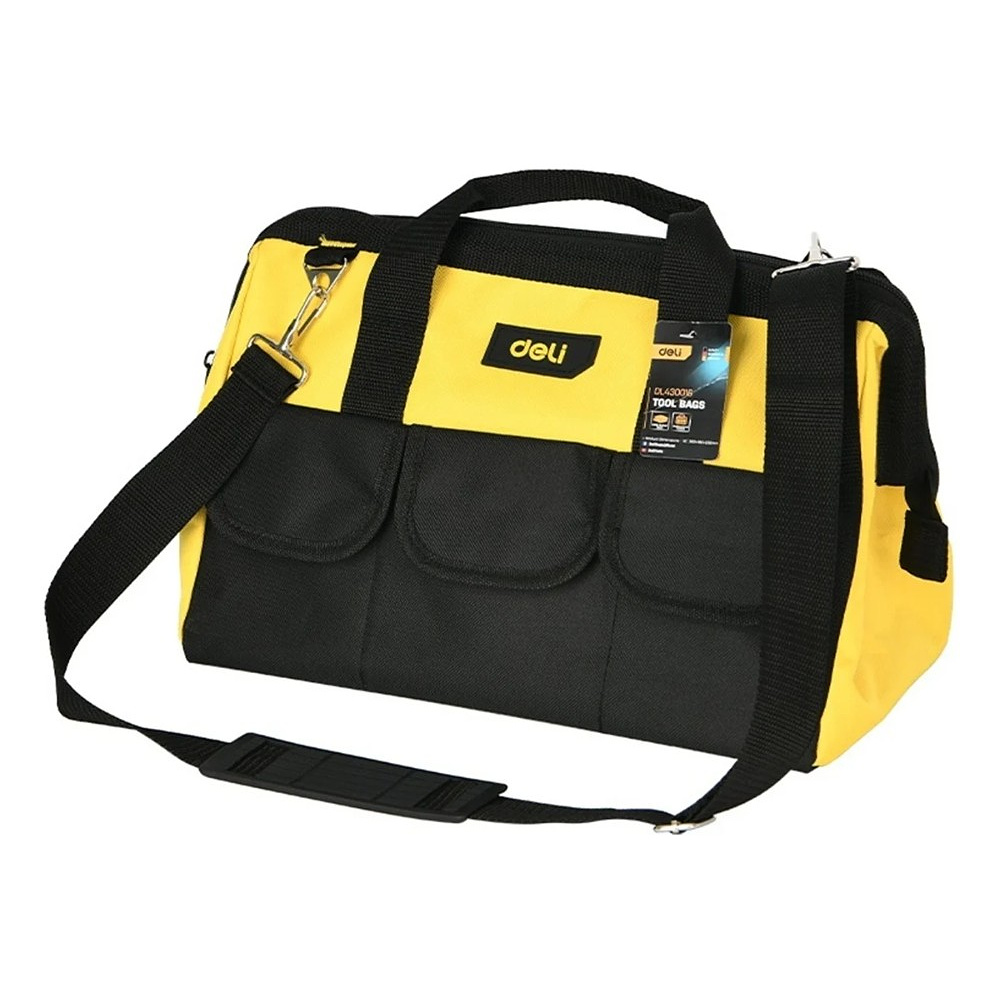 Сумка для инструментов Deli YS EDL430016, 360х180х250 мм, ткань Oxford, черный, желтый