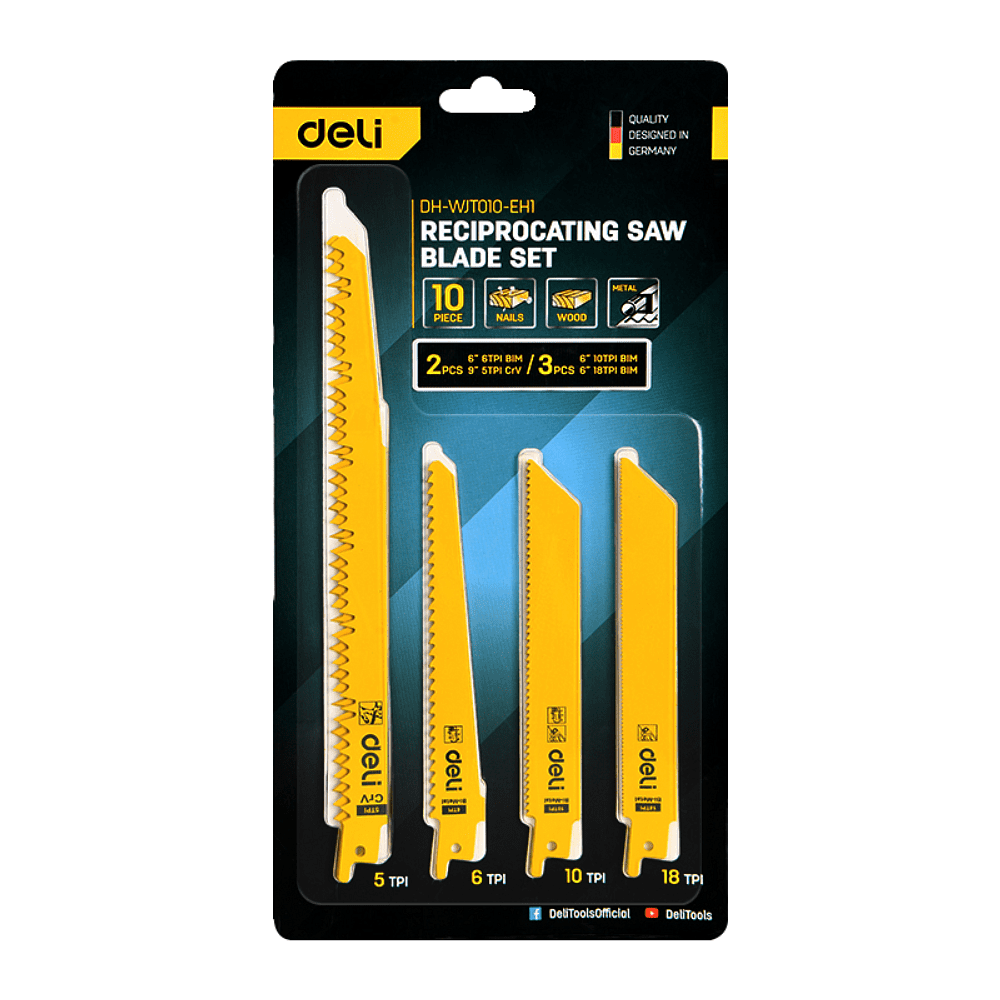 Набор пилок Deli YS EDH-WJT010-EH1, для лобзика и сабельной пилы, 10 шт