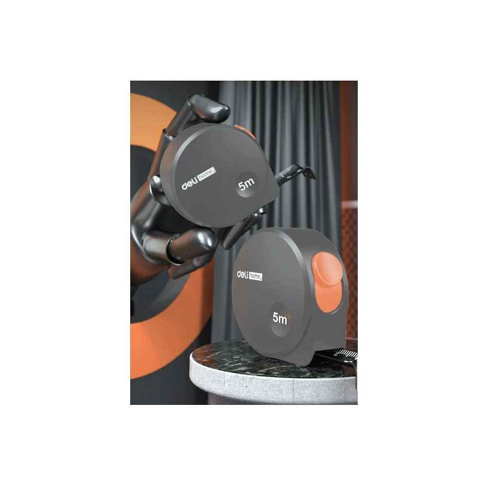 Рулетка Deli HS HT8519C, 5 м х 19 мм, Soft Touch, оранжевый - 5